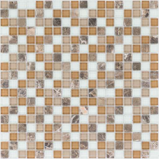 Marmormix Braun Beige Glas Weiß  Mosaik - - 30x30 Default Title