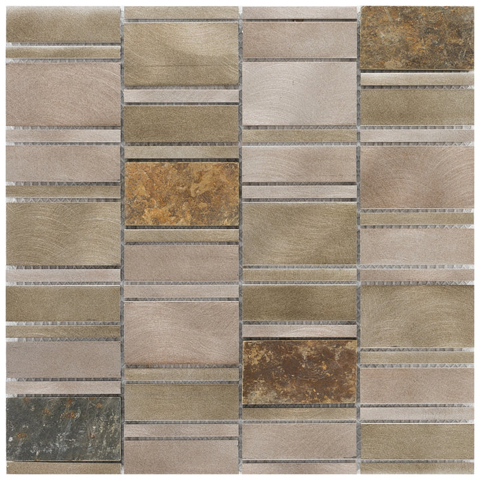 Alu Slate Beige Metallmosaik - - 29,6x30 Default Title