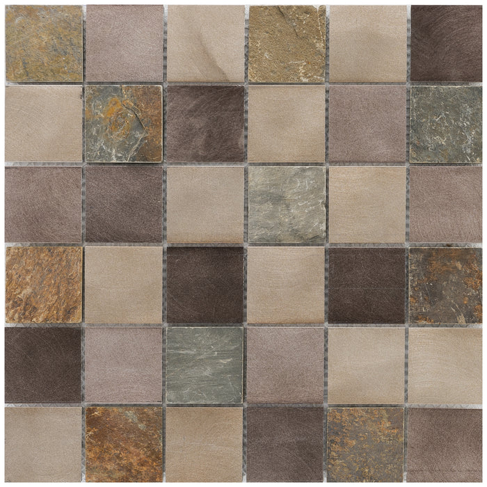 Alu Dark Grey Beige Mix Metallmosaik - - 30x30 Default Title