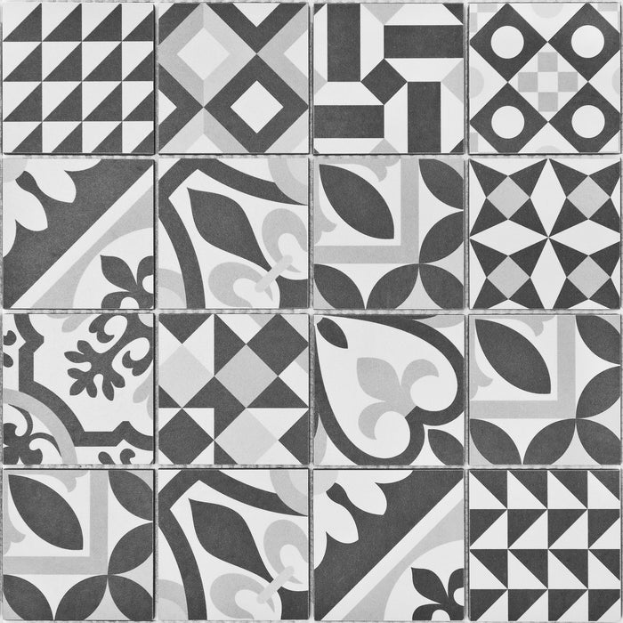 Bärwolf Patchwork black & white 31,8x31,8 cm Ceramic KEG-14072