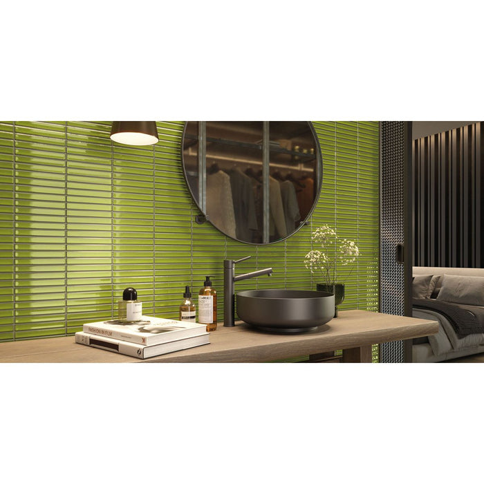 Bärwolf KIT-23005 STRIPES reed green glossy chip 145x20 mm, concave 30x30 cm