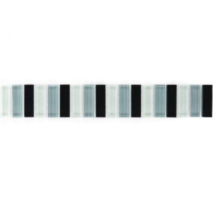 Schwarz Grau Weiß Stäbchen glänzend  Mosaik - - 30,6x5 Default Title