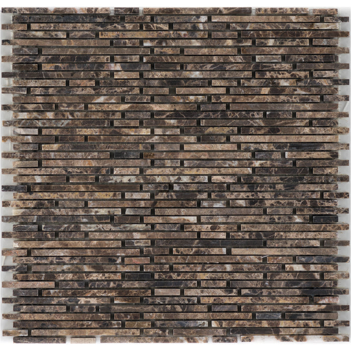 Marmor Marron Emperador Superslimbrick gesägt  Mosaik - - 30,5x30,5 Default Title