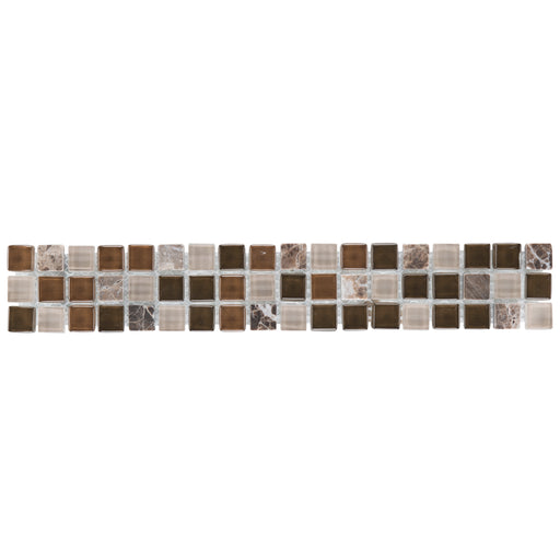 Marmor Bandung Glasmix Braun  Mosaik - - 30,5x5 cm Default Title