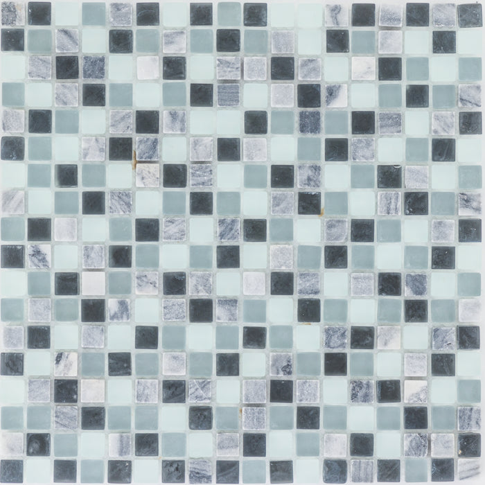 Marmor Grau Glasmix Schwarz Grau Weiß  Mosaik - - 30,5x30,5 Default Title