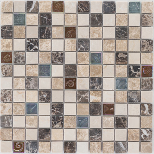 Marmor Bandung Beige Glas Relief  Mosaik - - 30x30 Default Title