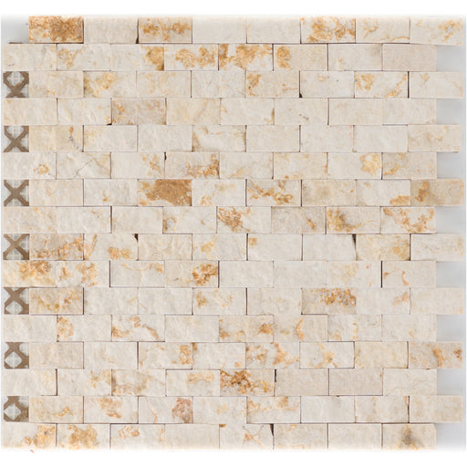 Marmor Sunny Beige Brick spaltrau  Mosaik - - 32x32 Default Title