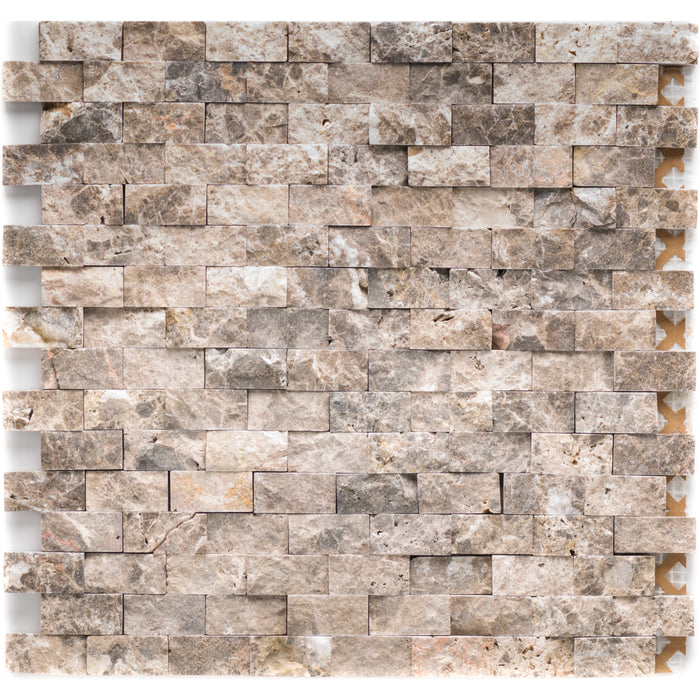 Marmor Marron / Emperador Dark Brick spaltrau  Mosaik - - 32x32 Default Title