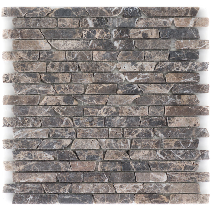Marmor Marron Emperador Slimbrick getrommelt  Mosaik - - 30,5x30,5 Default Title