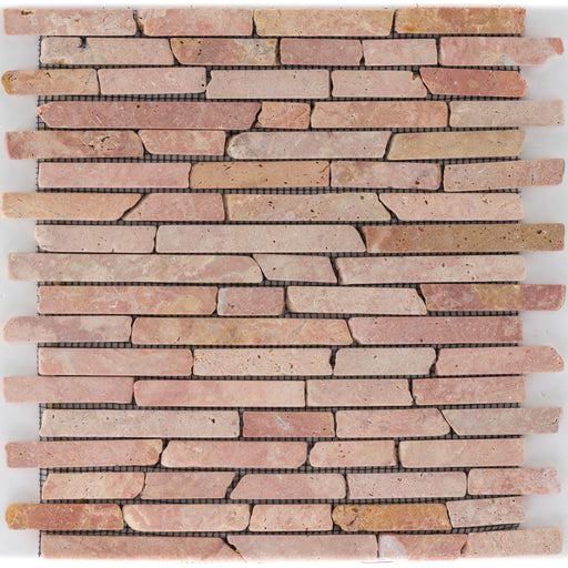 Red Travertino Slimbrick getrommelt  Mosaik - - 30,5x30,5 Default Title