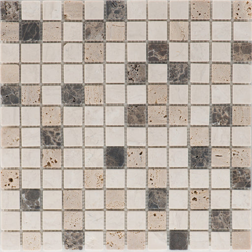 Kronos/Travertin Beige Noce Marron Emperador/getrom. Mosaik - - 30,5x30,5 Default Title