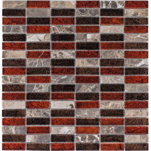 Meta Marmor Marron Glasmix Rot Braun Parallel  Mosaik - - 30x30 Default Title