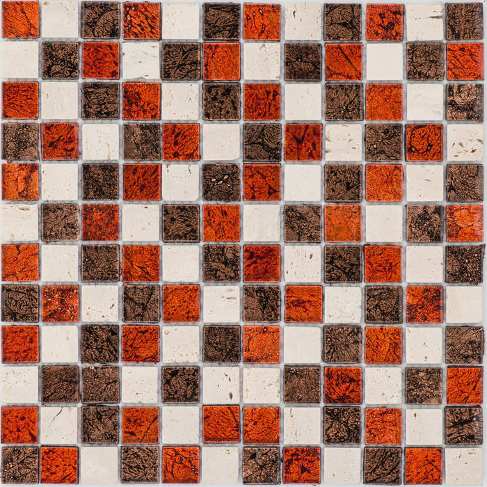 Meta Marmor Crema Glasmix Rir Braun  Mosaik - - 30x30 Default Title