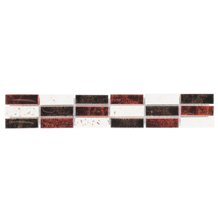 Meta marmor Crema Glasmix Rot Braun  Mosaik - - 30x5 Default Title