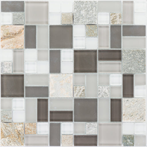 Quarzit Beige Color Glasmix Brown Grey White  Mosaik - - 30x30 Default Title