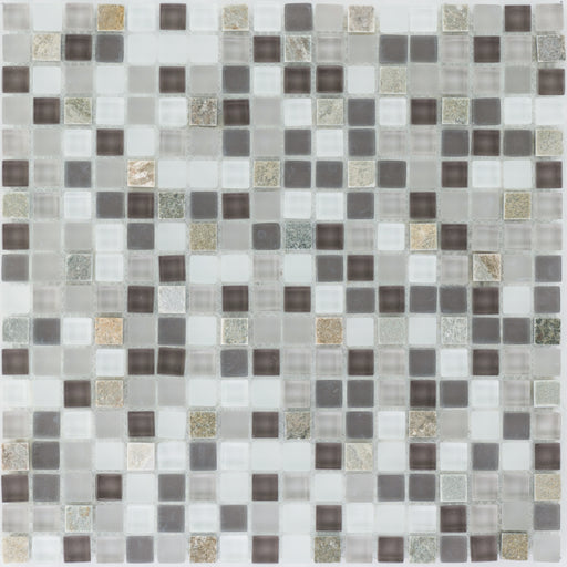 Quarzit Beige Bunt Glasmix Blak Grey White  Mosaik - - 30x30 Default Title