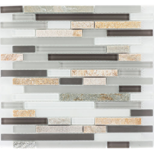 Quarzit Beige Color Glasmix Braun Grau Weiß Brick  Mosaik - - 30x30 Default Title