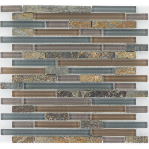 Schiefer Multicolor Glasmix Grau Braun Violett Brick  Mosaik - - 30x30 Default Title