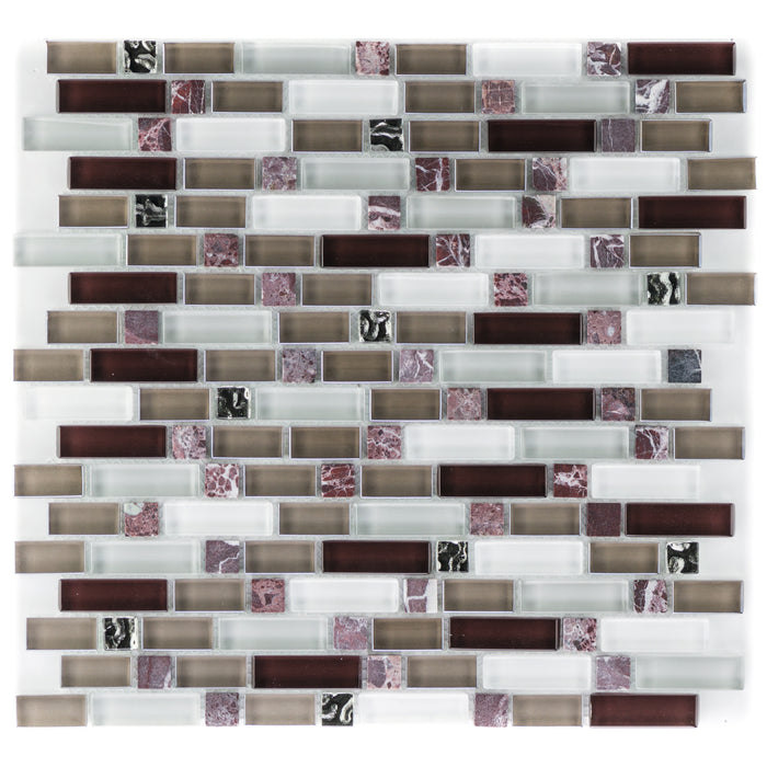 Marble Violett Glasmix Braun Grau Weiß Brick  Mosaik - - 30x30 Default Title