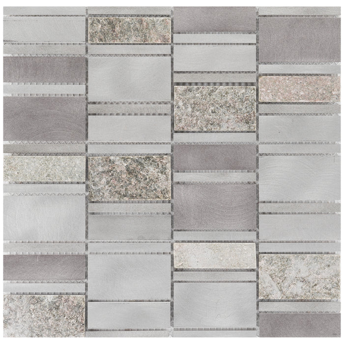 Alu Quarzit Grey  Metallmosaik - - 29,6x30 Default Title