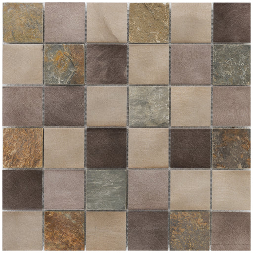 Alu Dark Grey Beige Mix  Metallmosaik - - 30x30 Default Title