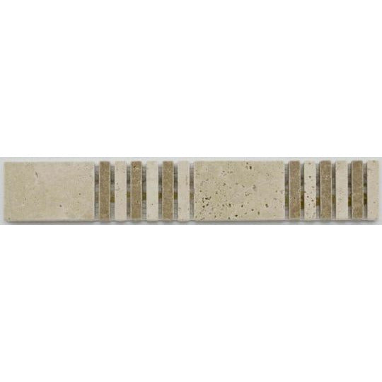 Bärwolf Sticks & Squares White+Noce Trv.Tumbl 4,8x30,5 cm Natural Stone BO-10010